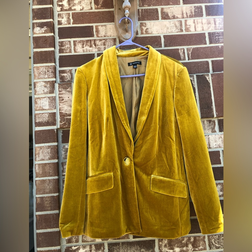 Mustard Yellow Velvet Blazer